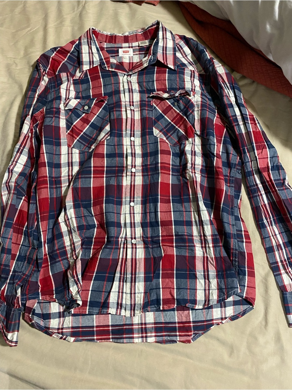 Levi's Red, Blue & White Plaid Button-Down Shirt